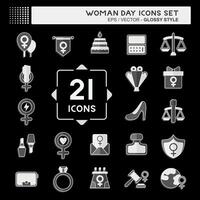 ikon uppsättning kvinna dag. relaterad till kvinnor rättvisa symbol. glansig stil. enkel design illustration vektor