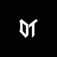 dt logotyp monogram med sköld form designmall vektor