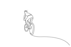 Mensch Person männlich Fahrrad Aktivität Sport Spaß Rennen draussen einer Linie Kunst Design vektor