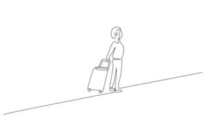 mänsklig person bagage väska resa gående linje konst design vektor