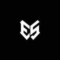 es Logo-Monogramm mit Schildform-Designvorlage vektor