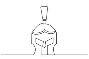 Rüstung Helm spartanisch Krieger Kopf einer Linie Kunst Design vektor