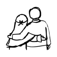 Gekritzel romantisch Muslim Paar Karikatur vektor