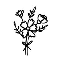 ritad för hand blomma. botanisk element vektor