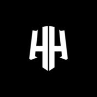 hh-Monogramm-Buchstaben-Logo-Band mit Schild-Stil auf schwarzem Hintergrund isoliert vektor