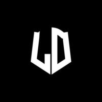 Ld-Monogramm-Brief-Logo-Band mit Schild-Stil auf schwarzem Hintergrund isoliert vektor