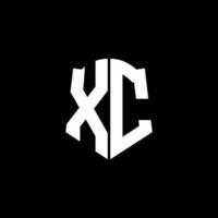 xc monogram brev logotyp band med sköld stil isolerad på svart bakgrund vektor