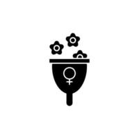 femininitet symbol svart glyfikon. representerar kvinnlig styrka och mildhet. feministisk terapi. stödja kvinnors välbefinnande. girl power. siluett symbol på vitt utrymme. vektor isolerade illustration