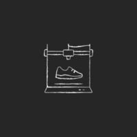 3D-tryckta skor kritvit ikon på mörk bakgrund. tillverka lätta, bekväma skor. ny tillverkningsprocess. tillverka löparskor. isolerade svarta tavlan vektorillustration på svart vektor