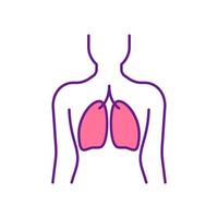 Lungen-RGB-Farbsymbol. menschlichen Körperteil. paarige Organe in der Brust. Atem- und Luftbewegungsfunktionen. Erkrankungen der Atemwege. Sauerstoffzirkulation. isolierte Vektor-Illustration. einfache gefüllte Strichzeichnung vektor