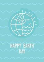 Earth Day Postkarte mit linearem Glyphensymbol. Ökosystem schützen. Grußkarte mit dekorativem Vektordesign. Einfaches Poster mit kreativer Lineart-Illustration. Flyer mit Urlaubswunsch vektor