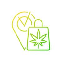 Marihuana-Apotheke lineare Vektorsymbol mit Farbverlauf. Freizeit-Cannabis-Einzelhandelsgeschäft. Produkte legal kaufen. dünne Linie Farbsymbol. Piktogramm im modernen Stil. Vektor isolierte Umrisszeichnung