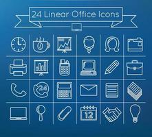 24 einfaches lineares Bürovektor-Icon-Set-Paket vektor