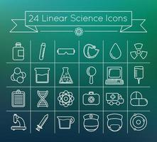 24 einfache lineare Chemie-Vektor-Icons Set Pack vektor