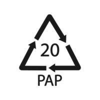 Papierrecyclingsymbol Pap 20. Vektorillustration vektor