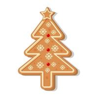 Lebkuchen-Weihnachtsbaum. süßer hausgemachter glasierter Keks. vektor