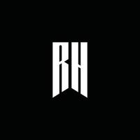 rh-Logo-Monogramm mit Emblem-Stil auf schwarzem Hintergrund isoliert vektor