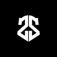 zs monogram brev logotyp band med sköld stil isolerad på svart bakgrund vektor