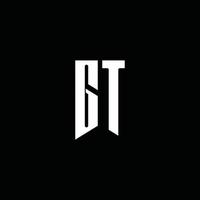 gt -logotypmonogram med emblemstil isolerad på svart bakgrund vektor