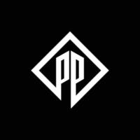 pp logotyp monogram med fyrkantig roterande stil designmall vektor