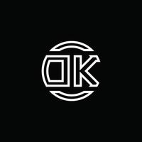 dk logotyp monogram med negativ utrymme cirkel rundad designmall vektor