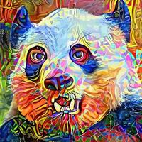 künstlerische und farbenfrohe Pandabären-Porträtmalerei vektor