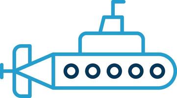 U-Boot Linie Blau zwei Farbe Symbol vektor