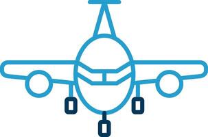 Flugzeug Linie Blau zwei Farbe Symbol vektor