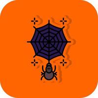 spindelnät fylld orange bakgrund ikon vektor