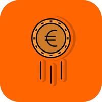 Euro Zeichen gefüllt Orange Hintergrund Symbol vektor