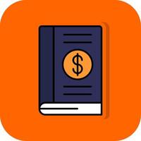 Buchhaltung Buch gefüllt Orange Hintergrund Symbol vektor