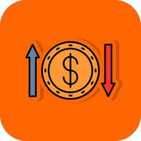 Geld Transfer gefüllt Orange Hintergrund Symbol vektor