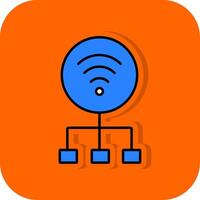 Netzwerk gefüllt Orange Hintergrund Symbol vektor