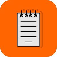 Notizblock gefüllt Orange Hintergrund Symbol vektor