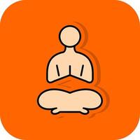 yoga fylld orange bakgrund ikon vektor