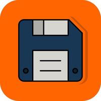 Diskette gefüllt Orange Hintergrund Symbol vektor