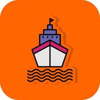 Schiff gefüllt Orange Hintergrund Symbol vektor