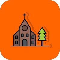 Kirche gefüllt Orange Hintergrund Symbol vektor