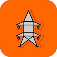 elektrisch Turm gefüllt Orange Hintergrund Symbol vektor