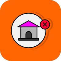 Nein Haus gefüllt Orange Hintergrund Symbol vektor