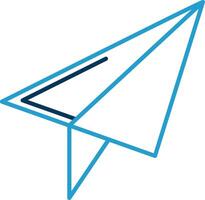Papier Flugzeug Linie Blau zwei Farbe Symbol vektor