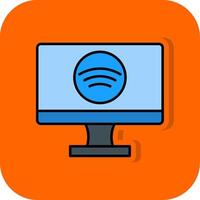 smart TV fylld orange bakgrund ikon vektor
