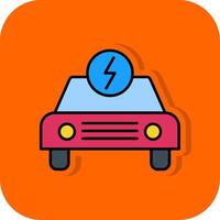 elektrisk bil fylld orange bakgrund ikon vektor
