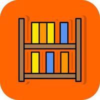 Bücherregal gefüllt Orange Hintergrund Symbol vektor