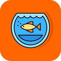 fiskskål fylld orange bakgrund ikon vektor