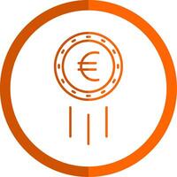 Euro Zeichen Linie Orange Kreis Symbol vektor