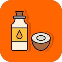 kokos olja fylld orange bakgrund ikon vektor