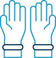 skyddande handskar linje blå två Färg ikon vektor