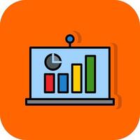 statistik fylld orange bakgrund ikon vektor