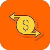 Geld Transfer gefüllt Orange Hintergrund Symbol vektor